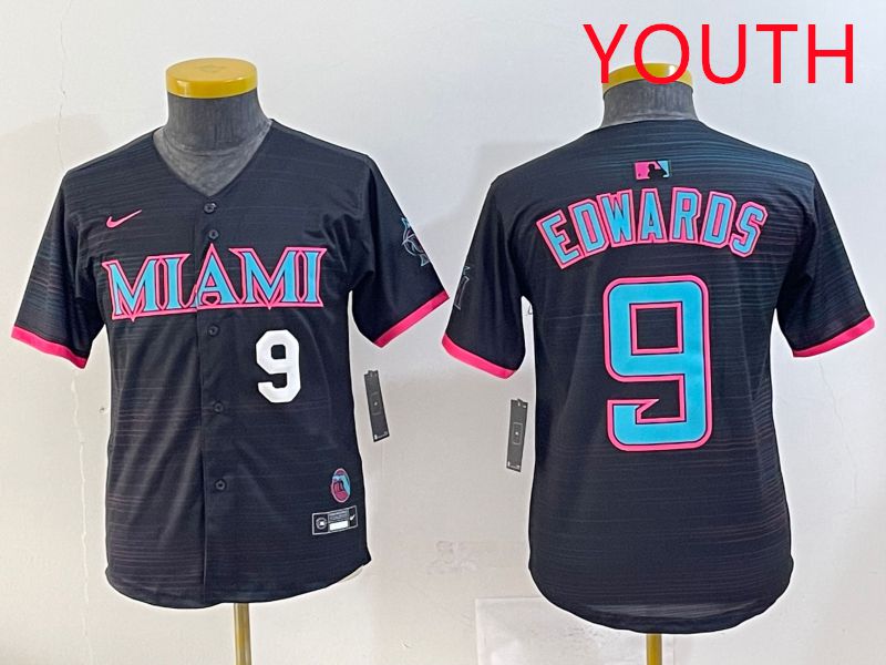 Youth 2025 Miami Marlins #9 Edwards Black Joint Name Nike MLB Jersey style 2->youth mlb jersey->Youth Jersey